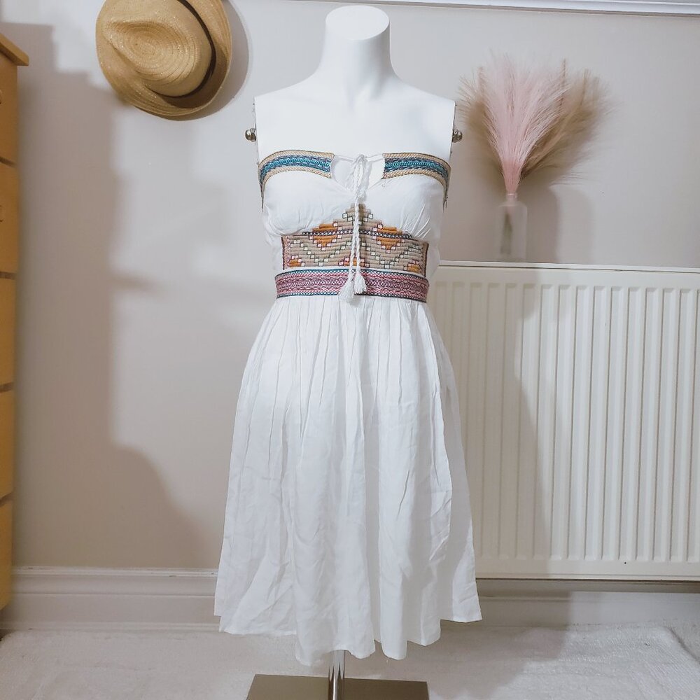 Bohemian Empire Waist Flowy Strapless Dress